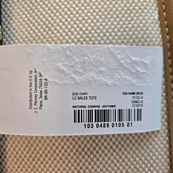 Liz Claiborne Canvas Tote or Laptop Bag Tan Leather Straps & Trim w/Snap Closure - Picture 11 of 11